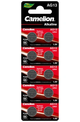 Батарейка алкалиновая Camelion G13-10BL Mercury Free AG13-BP10 0%Hg 357A/LR44/A76, 1,5V (1 шт)