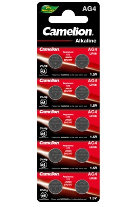 Батарейка алкалиновая Camelion G4-10BL Mercury Free AG4-BP10 0%Hg 377A/LR626/177, 1,5V (1 шт)