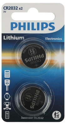 Батарейка литиевая дисковая Philips Lithium CR2032 BL2, 3V (2 шт)