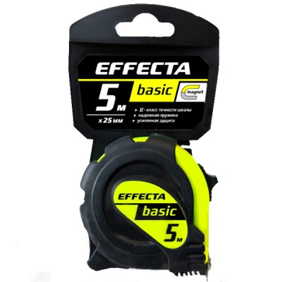 Рулетка 5 м х 25 мм, с магнитом EFFECTA Basic
