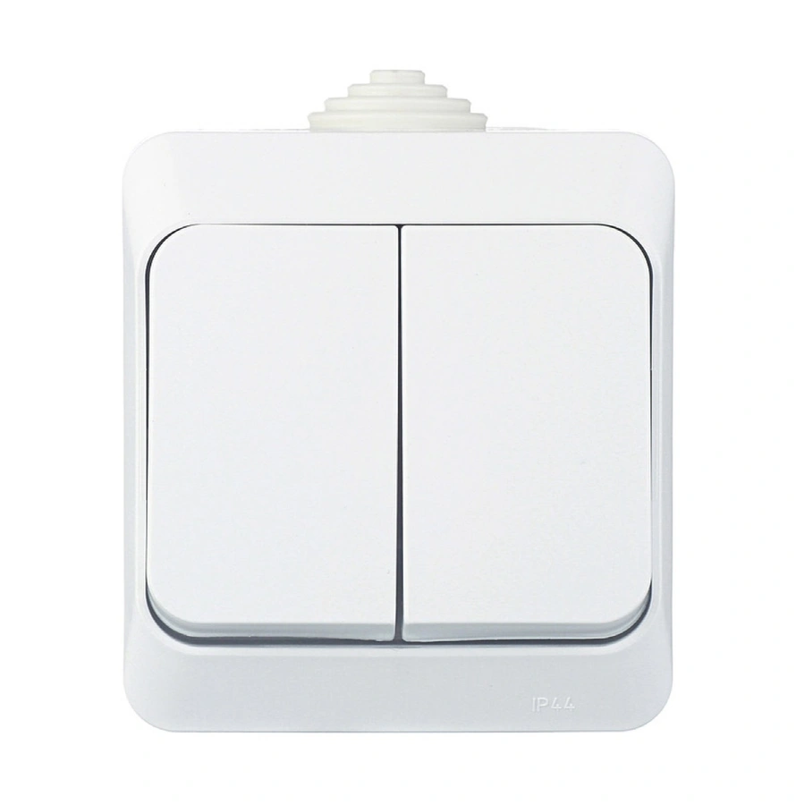 Выключатель 2 клавишный открытой установки Белый IP44 Этюд Schneider Electric BA10-042B купить в отделе Выключатели, переключатели магазина Экономстрой