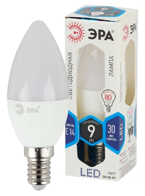 Лампа светодиодная Эра LED свеча матовая B35-9W-840-E14 720lm 4000К, Б0027970 купить в отделе магазина Экономстрой
