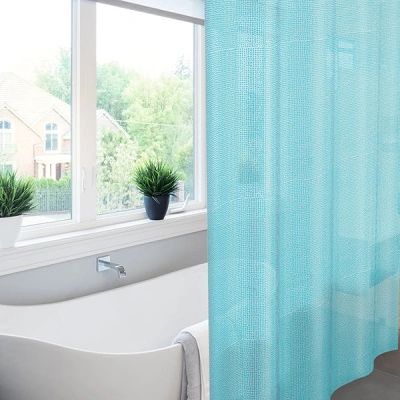 Штора для ванн Meiwa Pebbles ПВХ, синяя, 182х182 см купить в отделе магазина Экономстрой