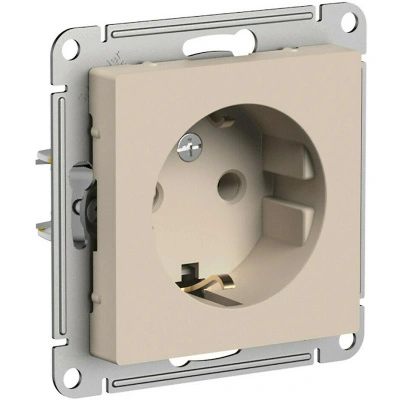 Розетка 2Р+Е с заземлением, песочная Atlas ATN001243 купить в отделе магазина Экономстрой