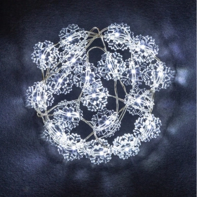 Гирлянда Navigator, свет белый, 14 049 NGF-DM001-20CW-2AA (белые снежинки, 2,3 м) купить в отделе магазина Экономстрой