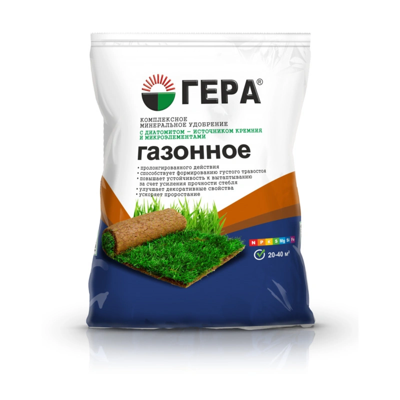 Удобрение комплексное Газонное с диамитом 2,3кг ГЕРА купить в отделе Удобрения для газона магазина Экономстрой