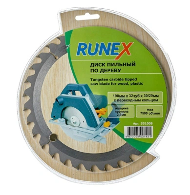 Пильный диск по дереву (190х30/20 мм; Z32) Runex, 551009 купить в отделе магазина Экономстрой