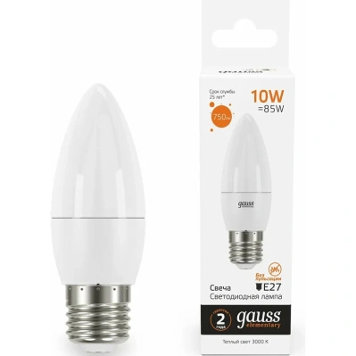 Лампа светодиодная Gauss LED Elementary матовая E27 10W 750lm 3000К, 30210