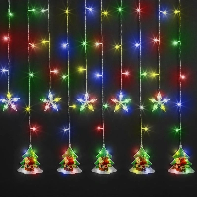 Гирлянда Navigator, свет разноцветный, 95 029 NGF-D037-06 (бахрома звезды и елки RGBY 3х0,6м, IP20)