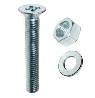 Винт Stinger с потайной головкой с гайкой и шайбой, оцинкованный, DIN 965, М6х50 (5 шт)