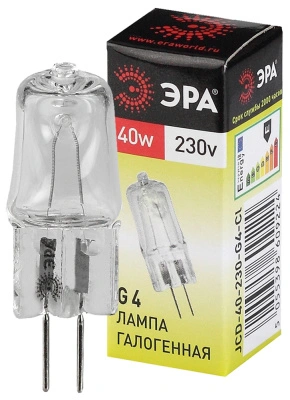 Лампа галогенная Эра G4-JCD-40W-230V-CL 600lm 3000К, С0039280 купить в отделе магазина Экономстрой