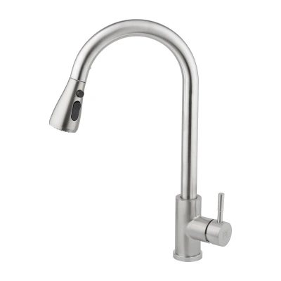 Смеситель для кухни Aqueduc одноручковый высокий с выдвижным изливом, нержавеющая сталь (арт. 345328) купить в отделе магазина Экономстрой