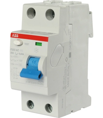 Устройство защитного отключения (УЗО) ABB F202, 2P, 25А, 30мA, тип AC, 2CSF202001R1250