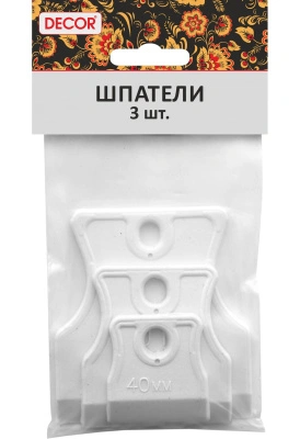 Набор белых, резиновых шпателей, 3 предмета: 40, 60, 80 мм DECOR 308-0009