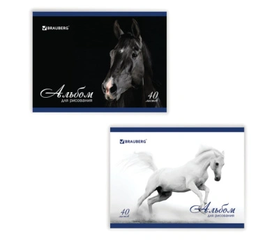 Альбом для рисования 40 листов BRAUBERG Благородные кони (2 вида), EAC, 103728 572583 купить в отделе магазина Экономстрой