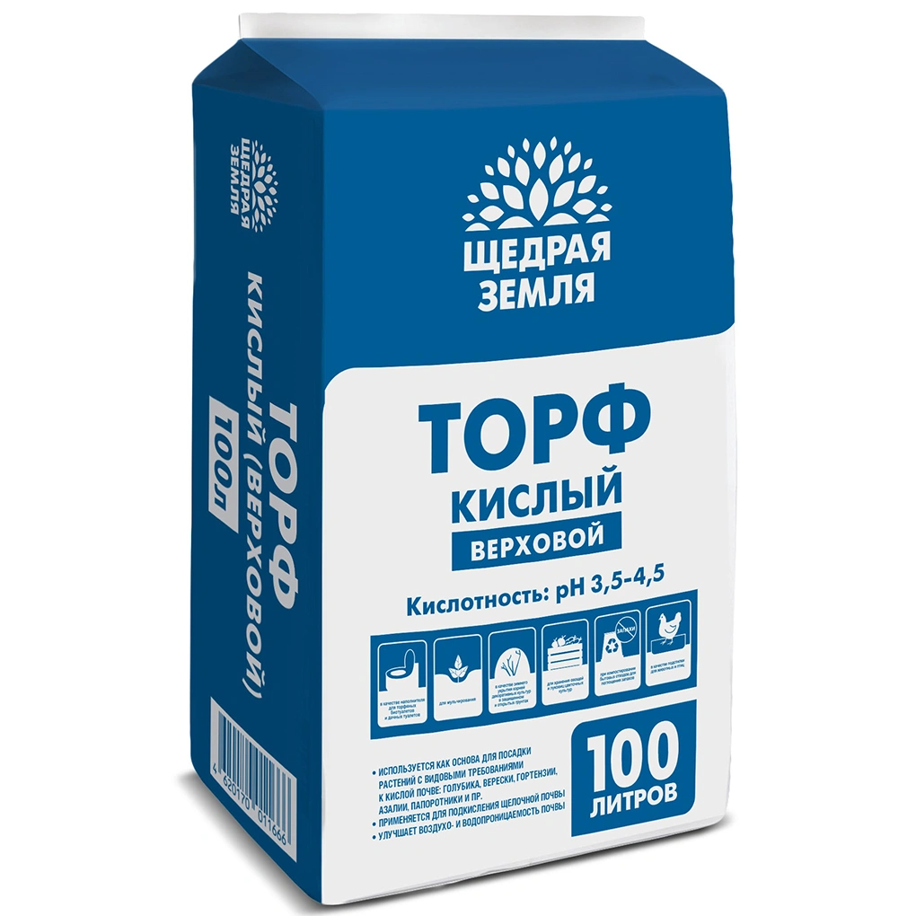 Торф кислый верховой прессованный Щедрая земля, 100 л купить в отделе Торфы магазина Экономстрой
