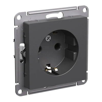 Розетка 2Р+Е с заземлением, базальт Atlas ATN001443 купить в отделе магазина Экономстрой