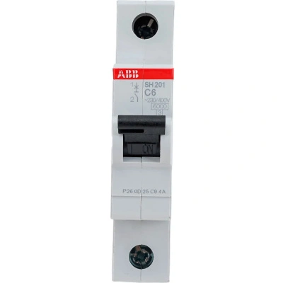 Автоматический выключатель ABB SH201 C6, 1P (6А; 6kA), 2CDS211001R0064