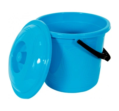 Ведро пластиковое Эльфпласт, Волна, с крышкой, в ассортименте, 12 л купить в отделе магазина Экономстрой