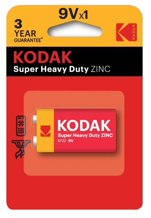 Батарейка солевая Kodak 6F22-1BL/Крона, 9V (1 шт) купить в отделе Батарейки магазина Экономстрой