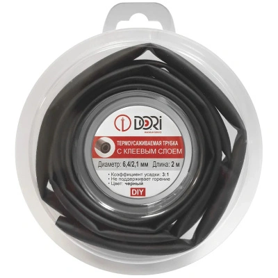 Термоусадочная трубка Dori, ТТК 6,4/2,1 ролик L=2 м, чёрный купить в отделе магазина Экономстрой