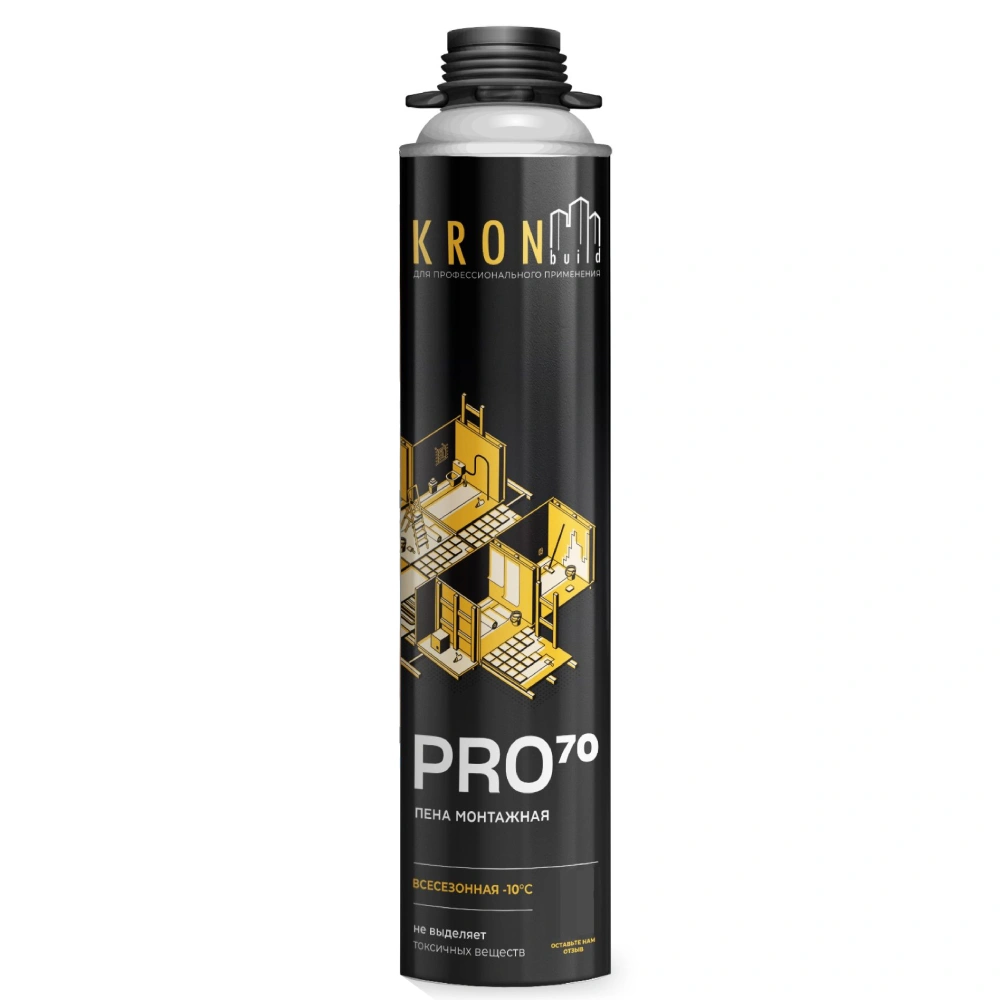 картинка Пена монтажная профи KRONbuild Pro, всесезонная, 70 л, 850 мл от магазина Экономстрой