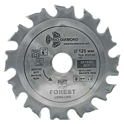 Пильный диск по дереву для УШМ (125х22,23 мм; 12 зуб) Trio-Diamond, FLL846 купить в отделе магазина Экономстрой