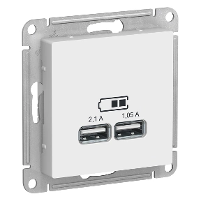 Розетка USB - 2 порта 5B (1 порт - 2,1А) белая Atlas