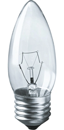 Лампа накаливания Navigator NI-B-40-230-E27-CL свеча прозрачная B35 40W E27 400lm 3000К, 94328