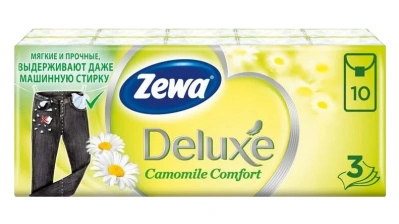Платки носовые ZEWA Deluxe с ароматом Ромашка 3 слоя белый