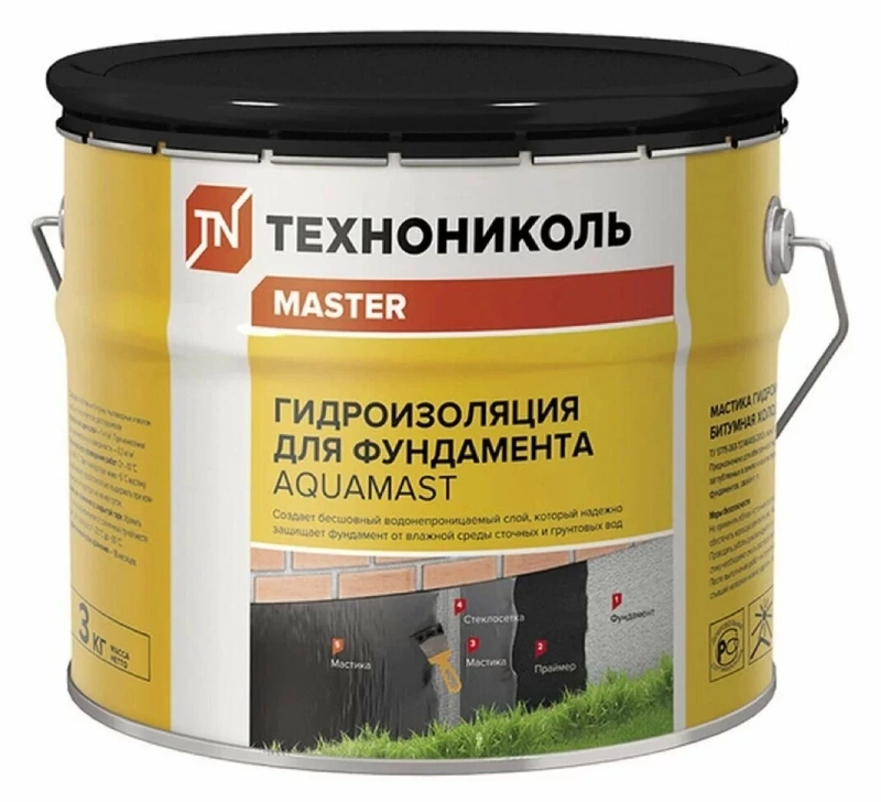 картинка Мастика гидроизоляционная АguaMast для фундамета (3 кг) 420915 от магазина Экономстрой