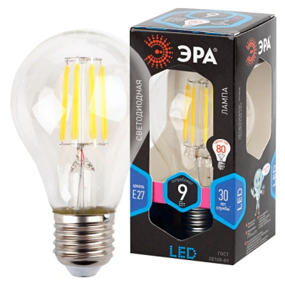 Лампа светодиодная нитевидная Эра F-LED ЛОН A60-9W-840-E27 1170lm 4000К, Б0043434
