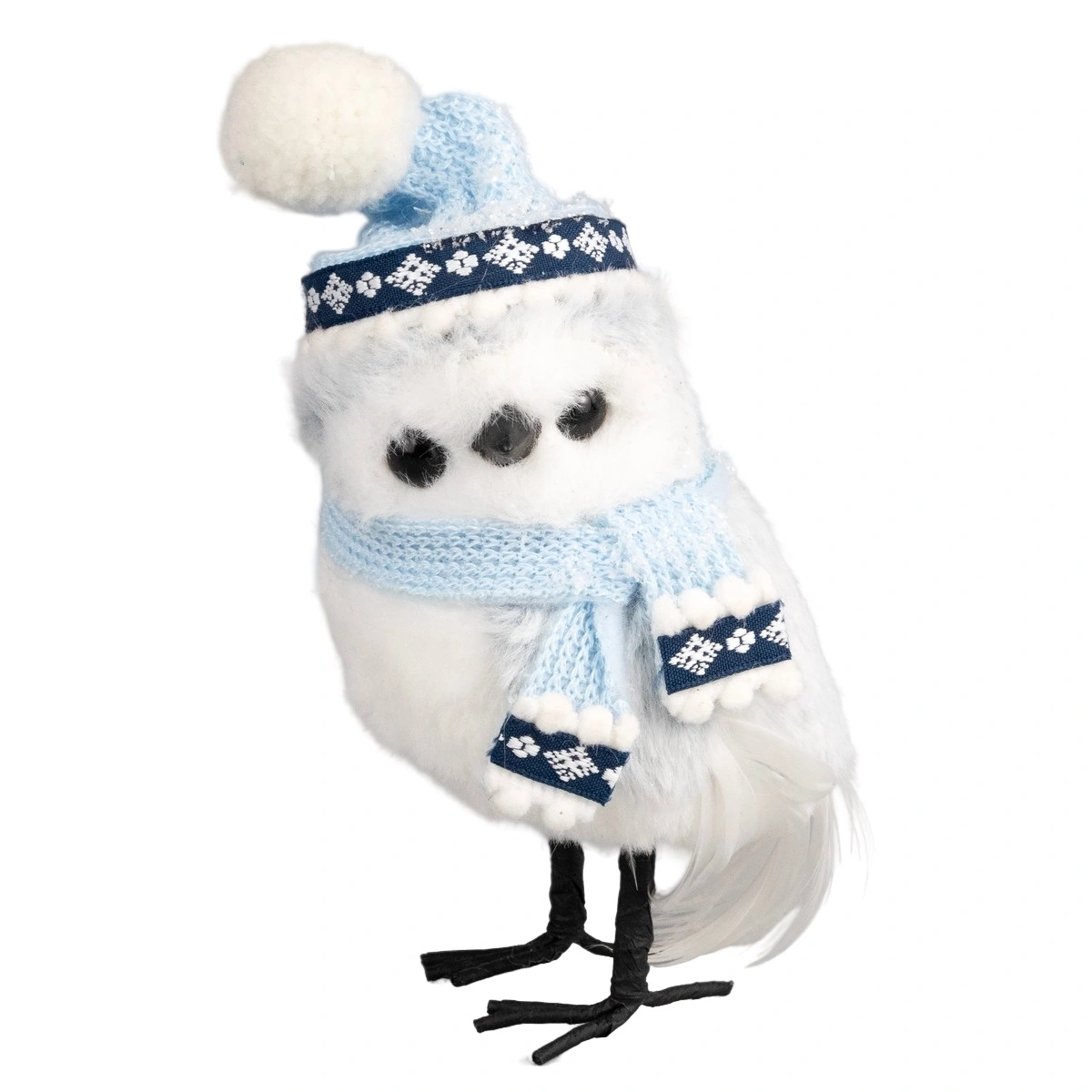 Сувенир Сова, пенопласт/текстиль, H20x11x9 см, белый/голубой купить в отделе Елочные украшения магазина Экономстрой