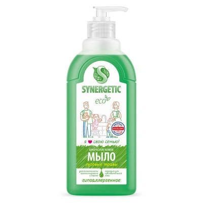 Мыло жидкое биоразлагаемое для мытья рук и тела Synergetic, Луговые травы, 0,5 л купить в отделе магазина Экономстрой