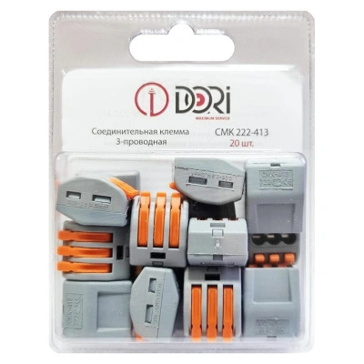 Соединительная 3-проводная клемма Dori, СМК 222-413, 20 шт купить в отделе магазина Экономстрой