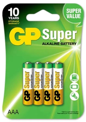 Батарейка алкалиновая GP Super Alkaline LR03-4BL / ААА, 1,5V (4 шт) купить в отделе магазина Экономстрой