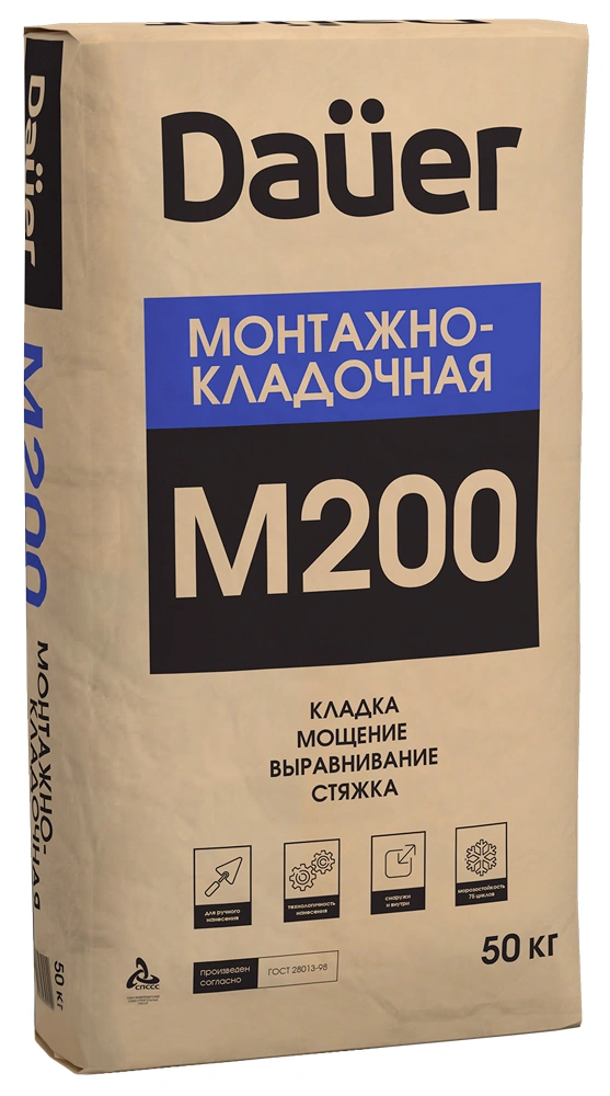 Сухая смесь М-200 монтажно-кладочная Dauer, 50 кг купить в отделе Цементно-песчаные смеси магазина Экономстрой