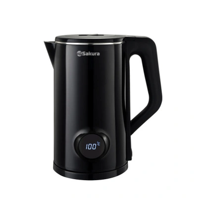 Чайник электрический Sakura SA-2190DBK, черный, 1,8 л, 1500-1800 Вт, LCD дисплей, нержавеющая сталь купить в отделе магазина Экономстрой