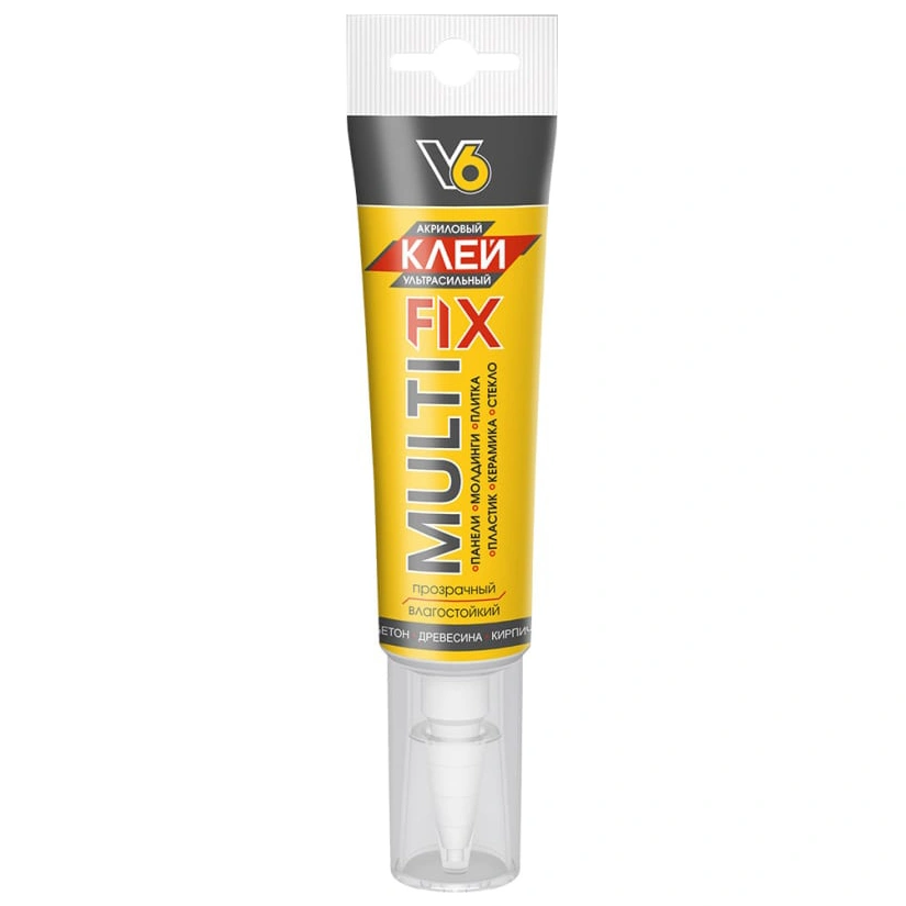 Клей монтажный V6, MULTI FIX, акриловый, ультрасильный, прозрачный, 100 г от магазина Экономстрой