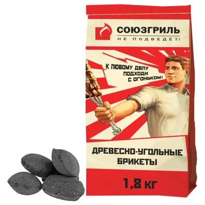 Брикеты угольные Союзгриль, длительного горения, 1,8 кг