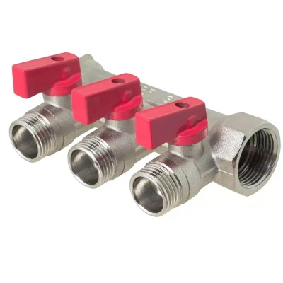 Коллектор с отсекающими кранами VALTEC, 3/4&quot;х3 выход, 1/2&quot; наружная резьба