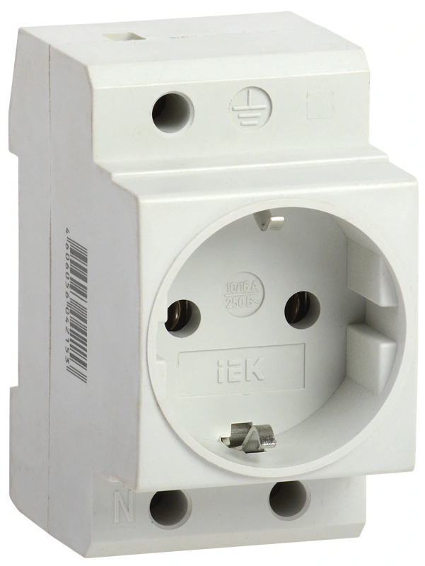 Розетка РАp10-3-ОП с заземлением на динрейку МRD10-16 ИЭК купить в отделе Приборы управления нагрузкой магазина Экономстрой