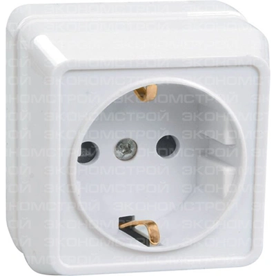 Розетка с заземлением 16А о/у белая РС20-3-ОБ ОКТАВА купить в отделе магазина Экономстрой