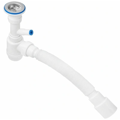 Сифон 2 в 1 для умывальника MasterProf, 1 1/4"х40 (выпуск с нержавеющей решеткой, с/без отвода для стиральной машины) с гибкой трубой 40х40/50 купить в отделе магазина Экономстрой