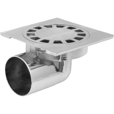 Трап металлический угловой 10х10 см (диаметр 50 мм, хром) гидрозатвор, MP-У ИС.110003 купить в отделе магазина Экономстрой