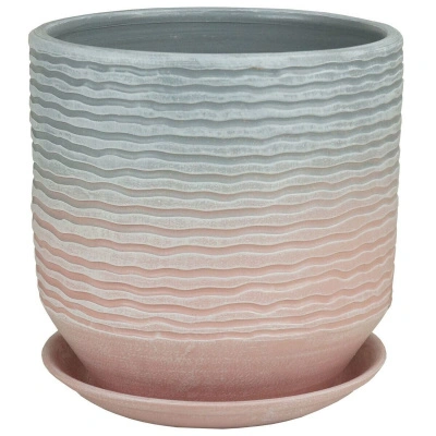 Горшок керамический Зефир цилиндр, 18 см, серый-розовый 616268/73-138