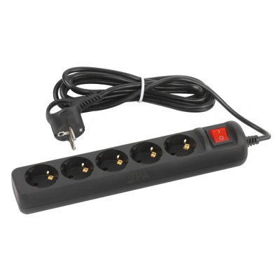 Удлинитель бытовой с заземлением с выключателем Эра, 5 розеток, ПВС 3х0,75, 10А, 3 м купить в отделе магазина Экономстрой