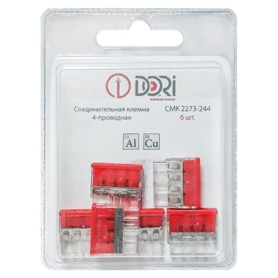 Строительно-монтажная клемма Dori, СМК 2273-244, 4-х проводная с пастой, 6 шт купить в отделе магазина Экономстрой