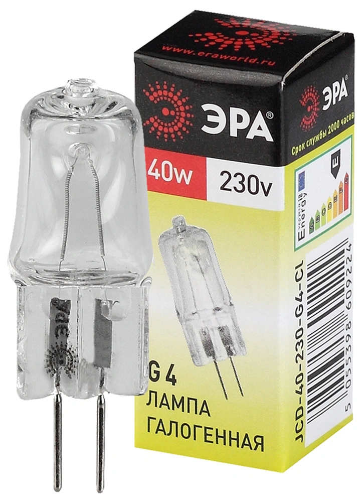 Лампа галогенная Эра G4-JCD-40W-230V-CL 600lm 3000К, С0039280 купить в отделе Лампочки галогенные магазина Экономстрой