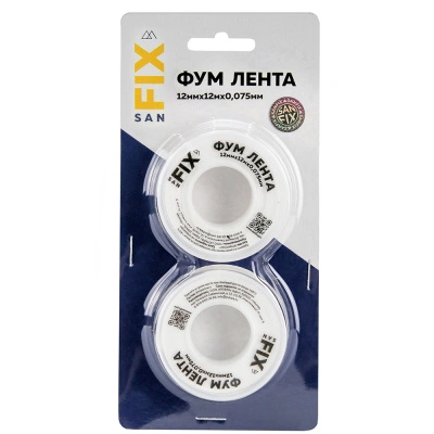 Фум Лента Sanfix 12 мм х 12 м х 0,075 мм, 0,3 г/см3, блистер (2 шт)